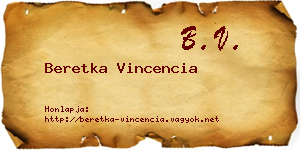Beretka Vincencia névjegykártya